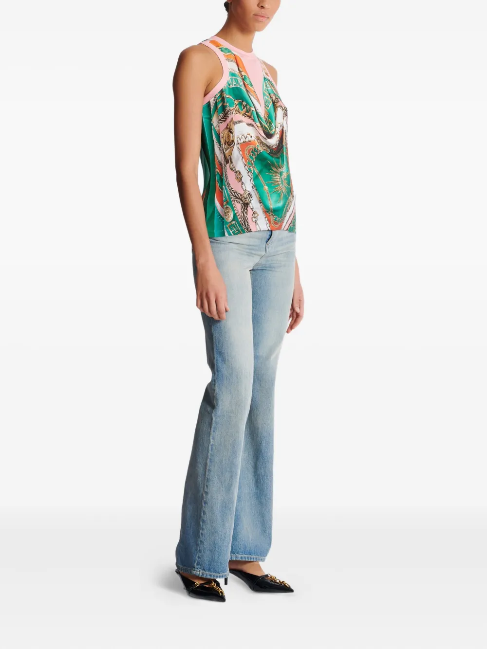 Shop Balmain Foulard-print Vest