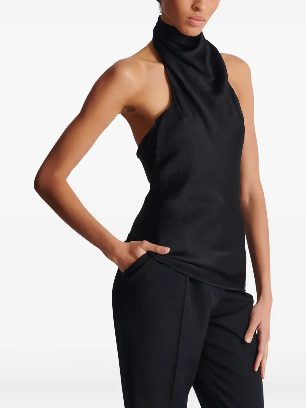 Balmain Zijden haltertop Zwart