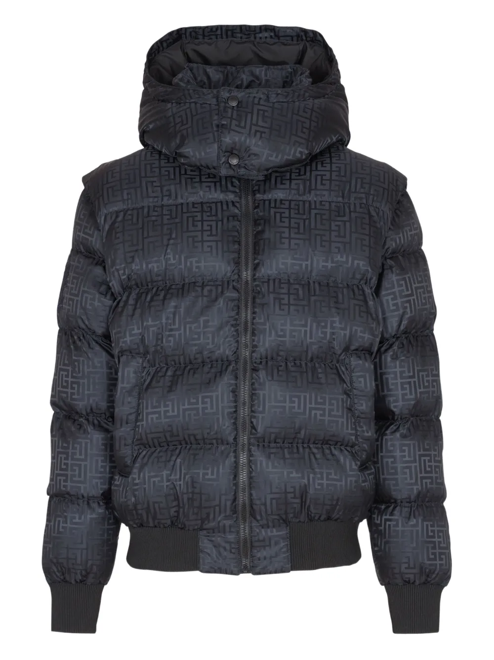 Balmain monogram-jacquard padded jacket | Black | Image 1