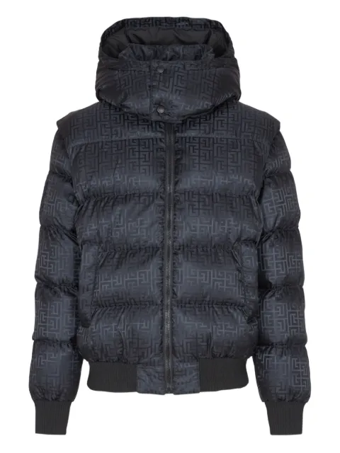 Balmain chamarra capitonada con monograma en jacquard