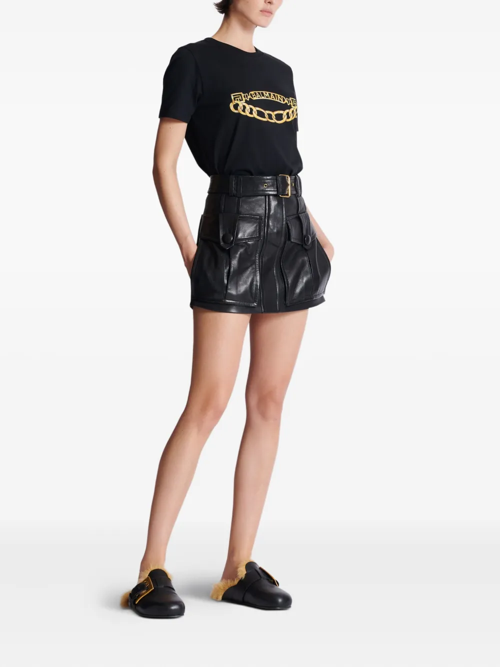 BALMAIN BELTED SKIRT