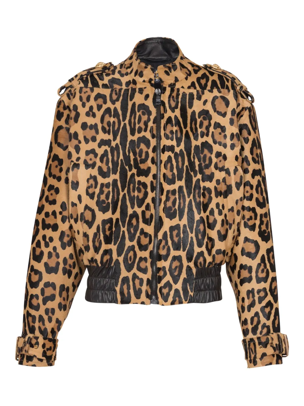 Balmain Leopard-print Leather Bomber Jacket