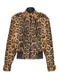 Balmain leopard-print leather bomber jacket - Neutrals