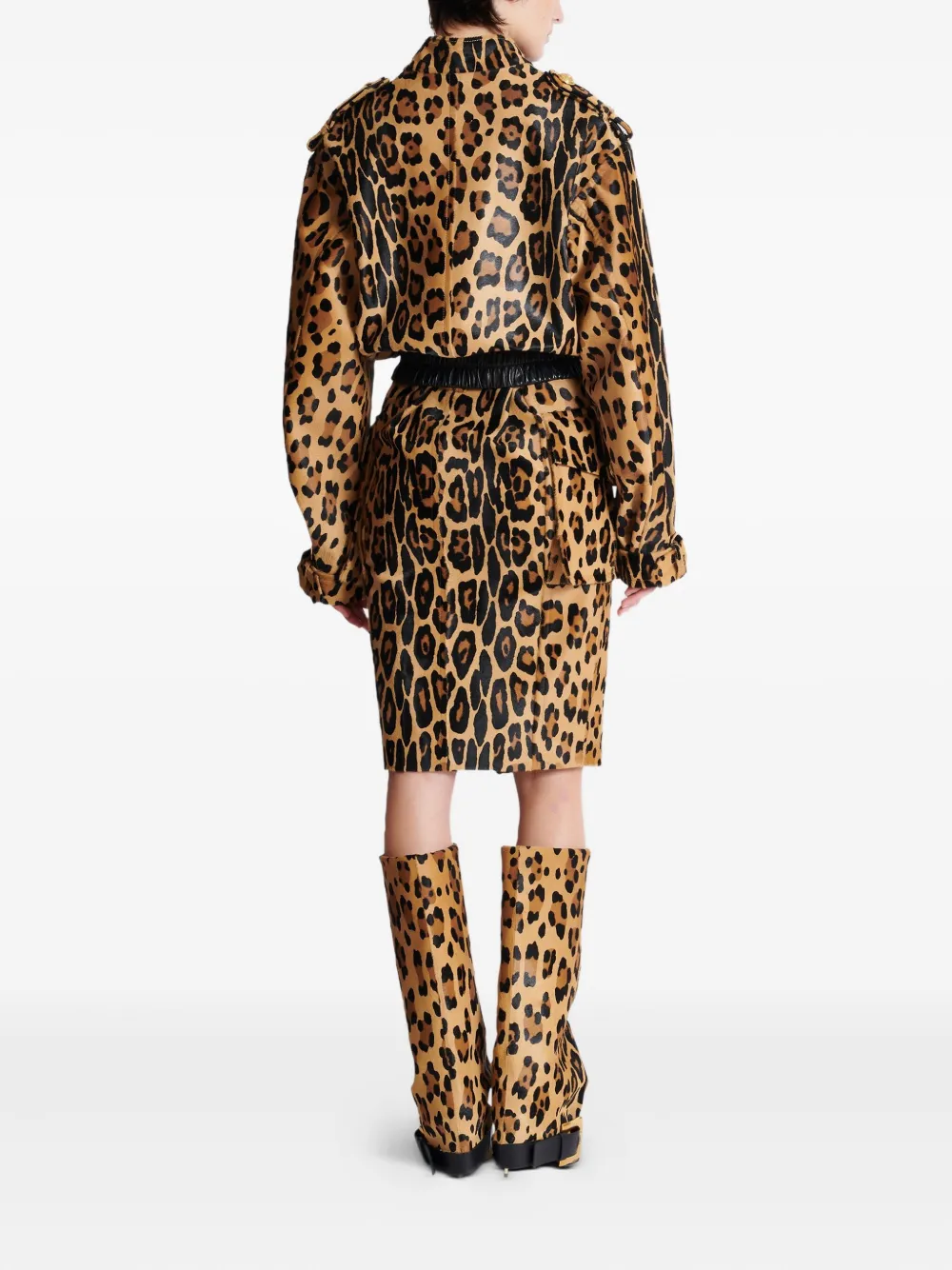 Balmain Leopard-print Leather Bomber Jacket
