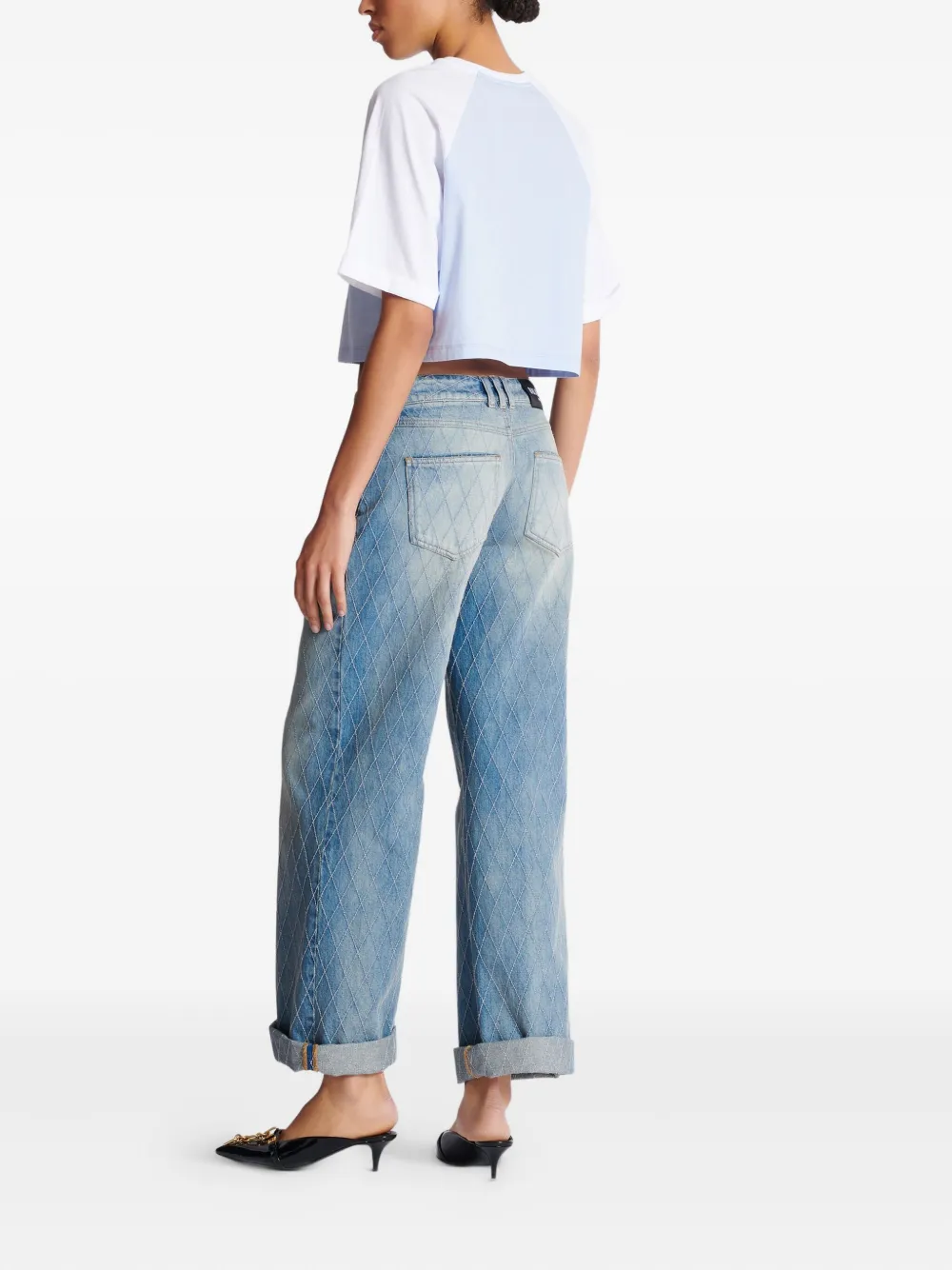 Balmain Cropped T-shirt Wit