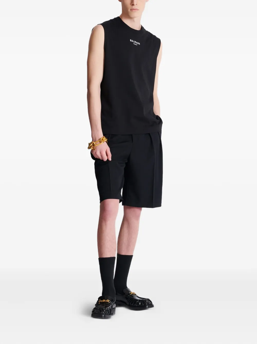 Balmain Tanktop met geborduurd logo - Zwart