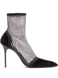 Balmain rhinestone-embellished mesh booties - Black