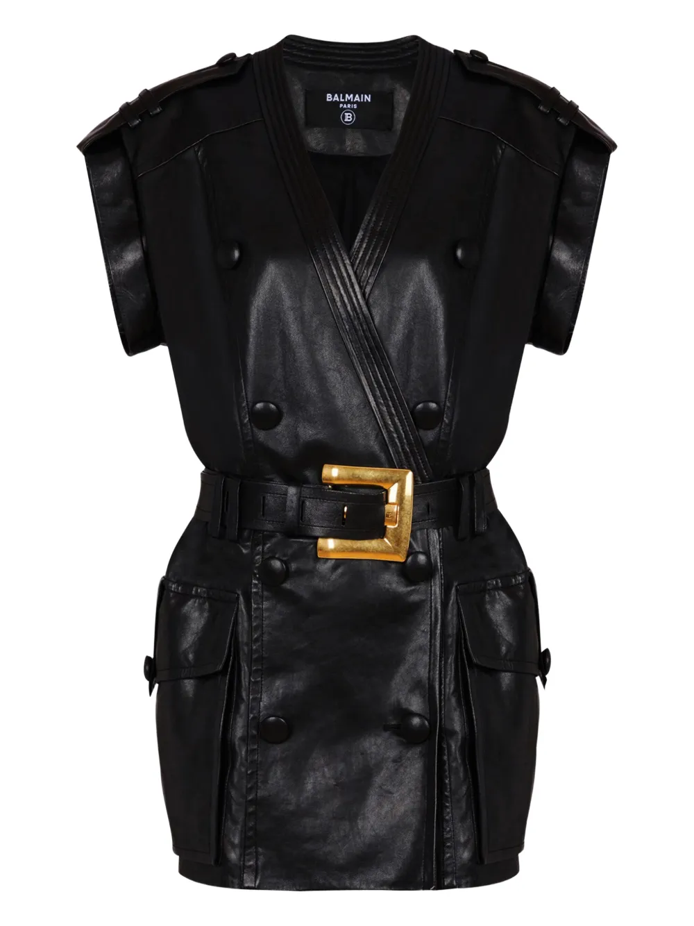 Balmain vestido corto con cinturón | negro | Image 1
