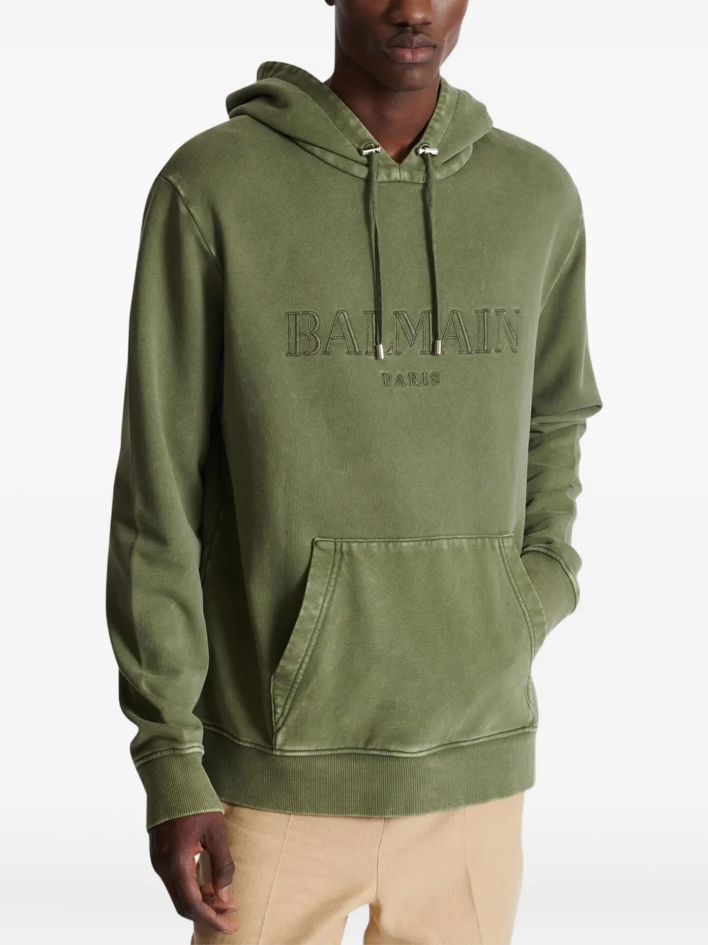 Balmain logo-print Hoodie | Green | FARFETCH