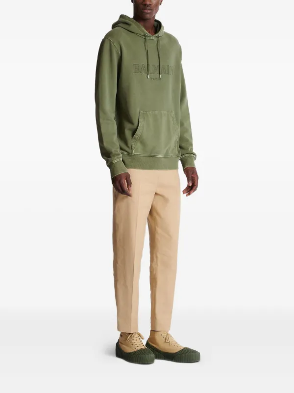 Balmain logo-print Hoodie | Green | FARFETCH