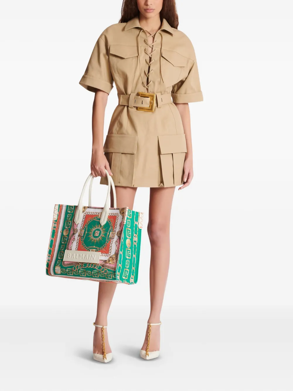 Balmain B-army medium shopper - Groen