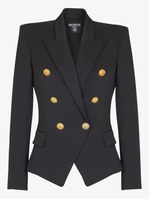 Balmain Grain-de-Poudre double-breasted fitted jacket