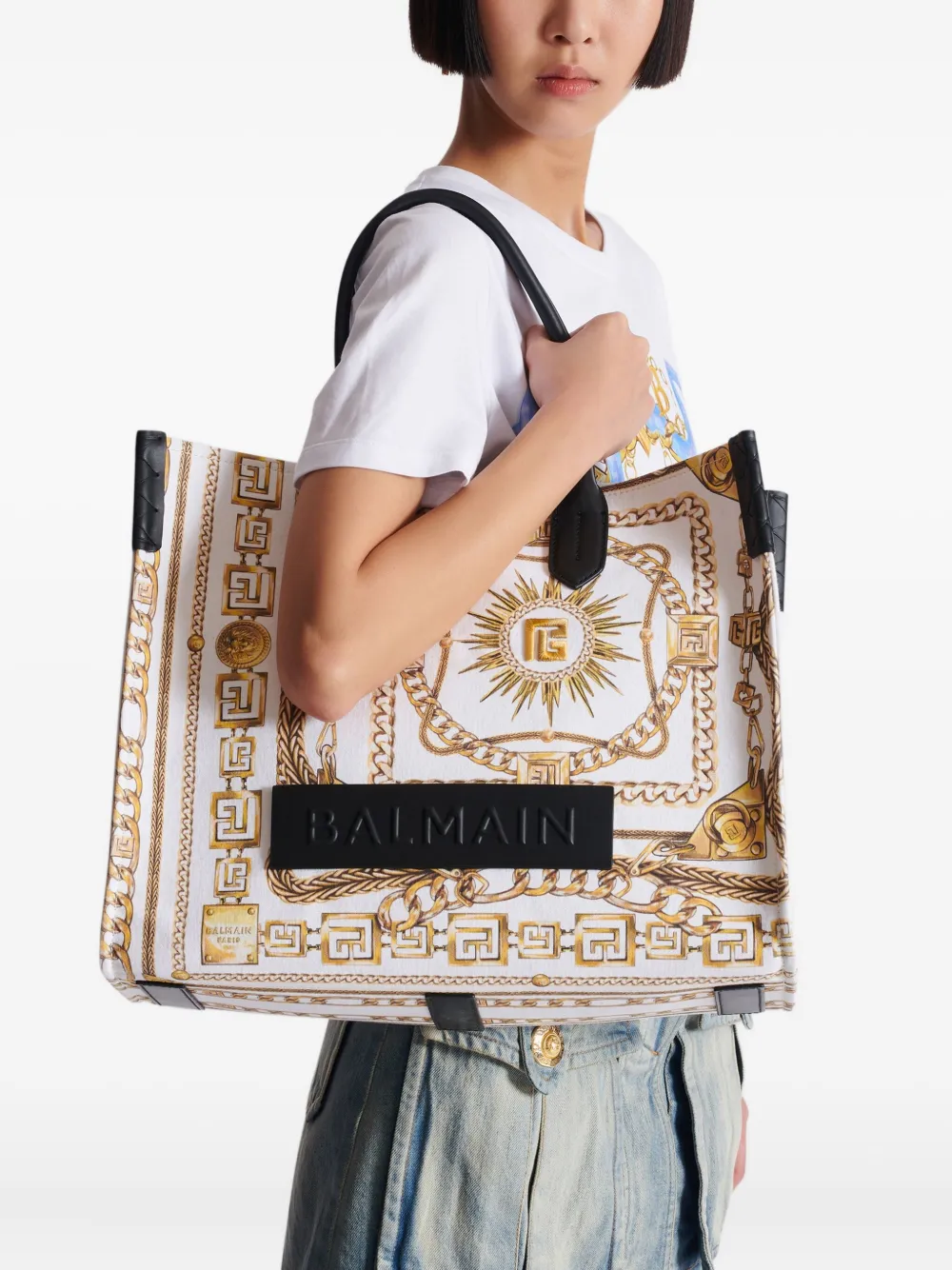 Balmain B-army medium shopper Wit