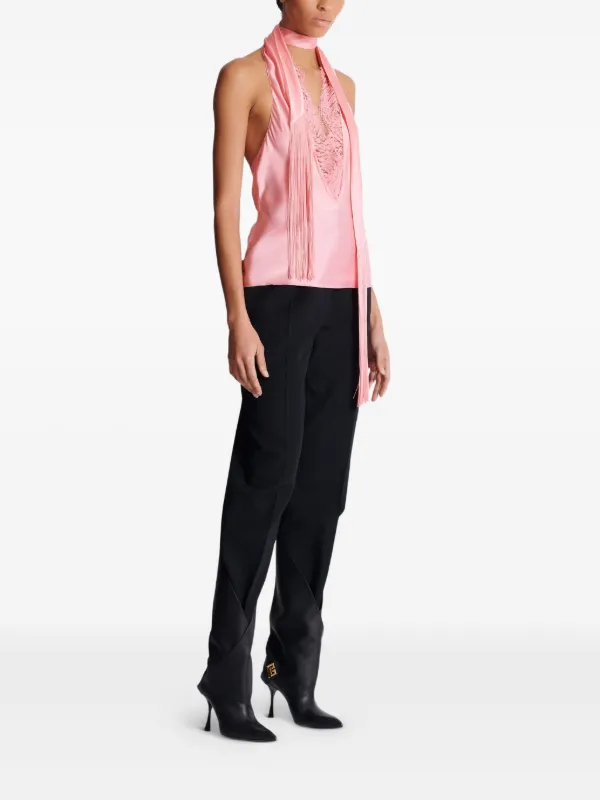Balmain Silk Halterneck Top | Pink | FARFETCH