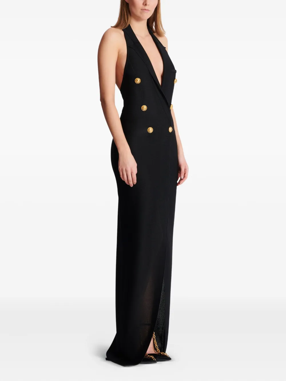 Balmain Maxi-jurk met halternek Zwart