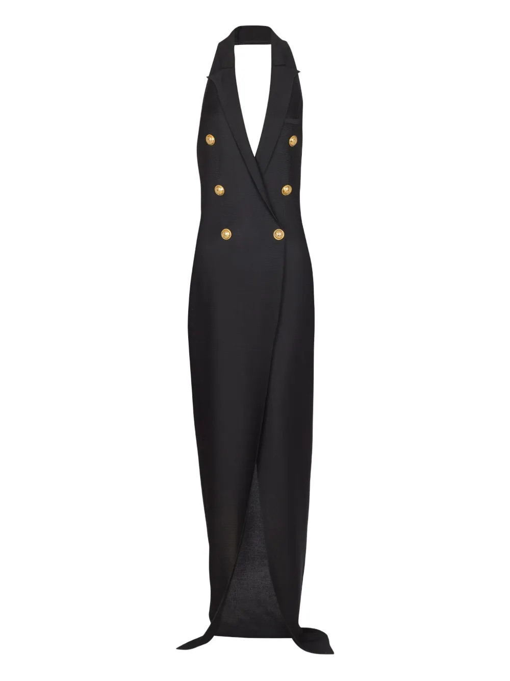 Balmain vestido largo con cuello halter | negro | Image 1