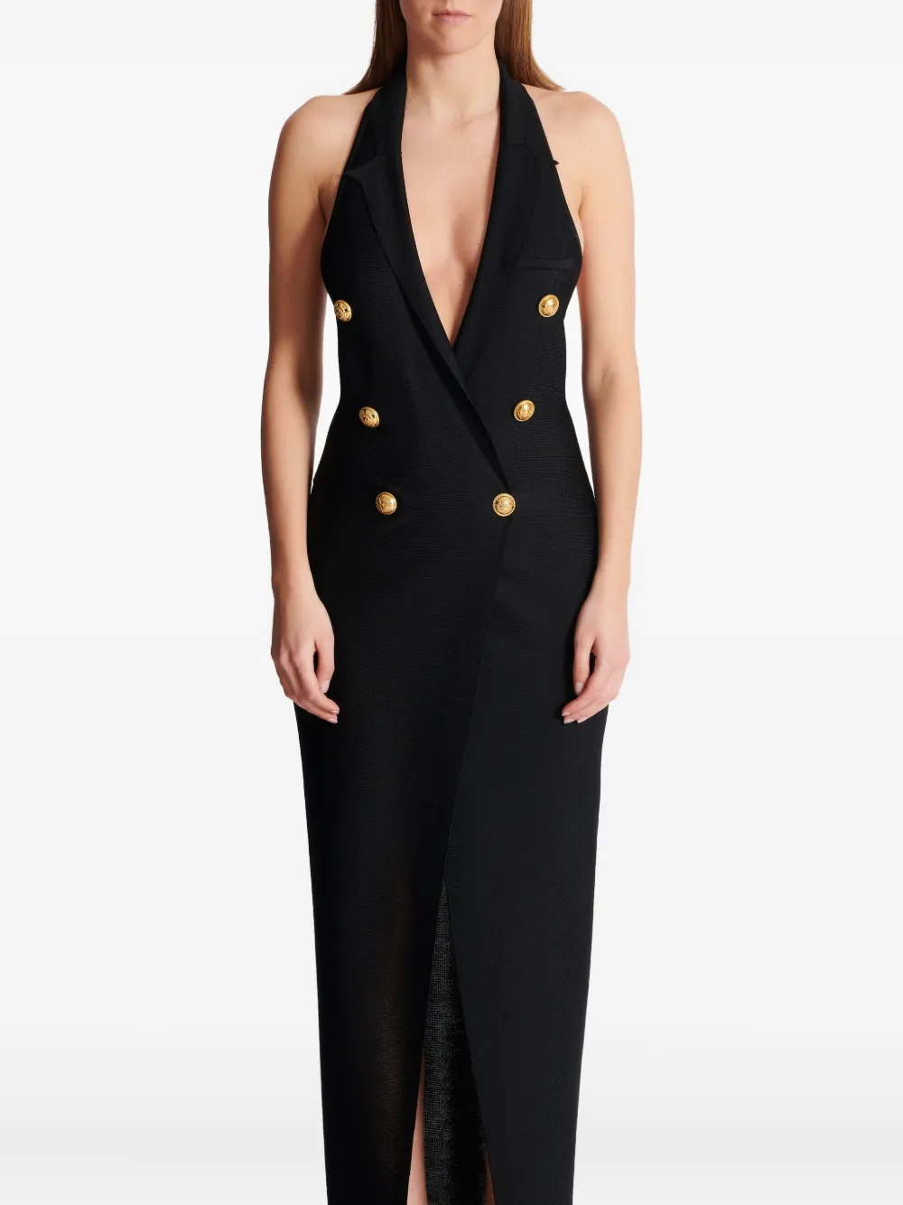Balmain Maxi-jurk met halternek Zwart