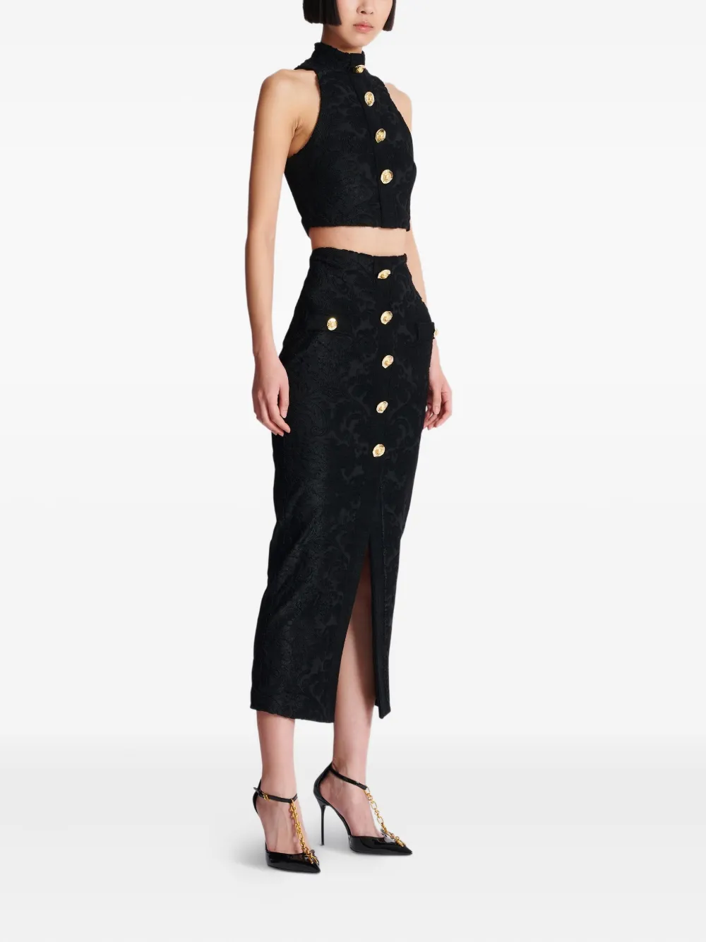 Balmain Rok met jacquard Zwart