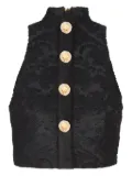 Balmain baroque-pattern buttoned top - Black