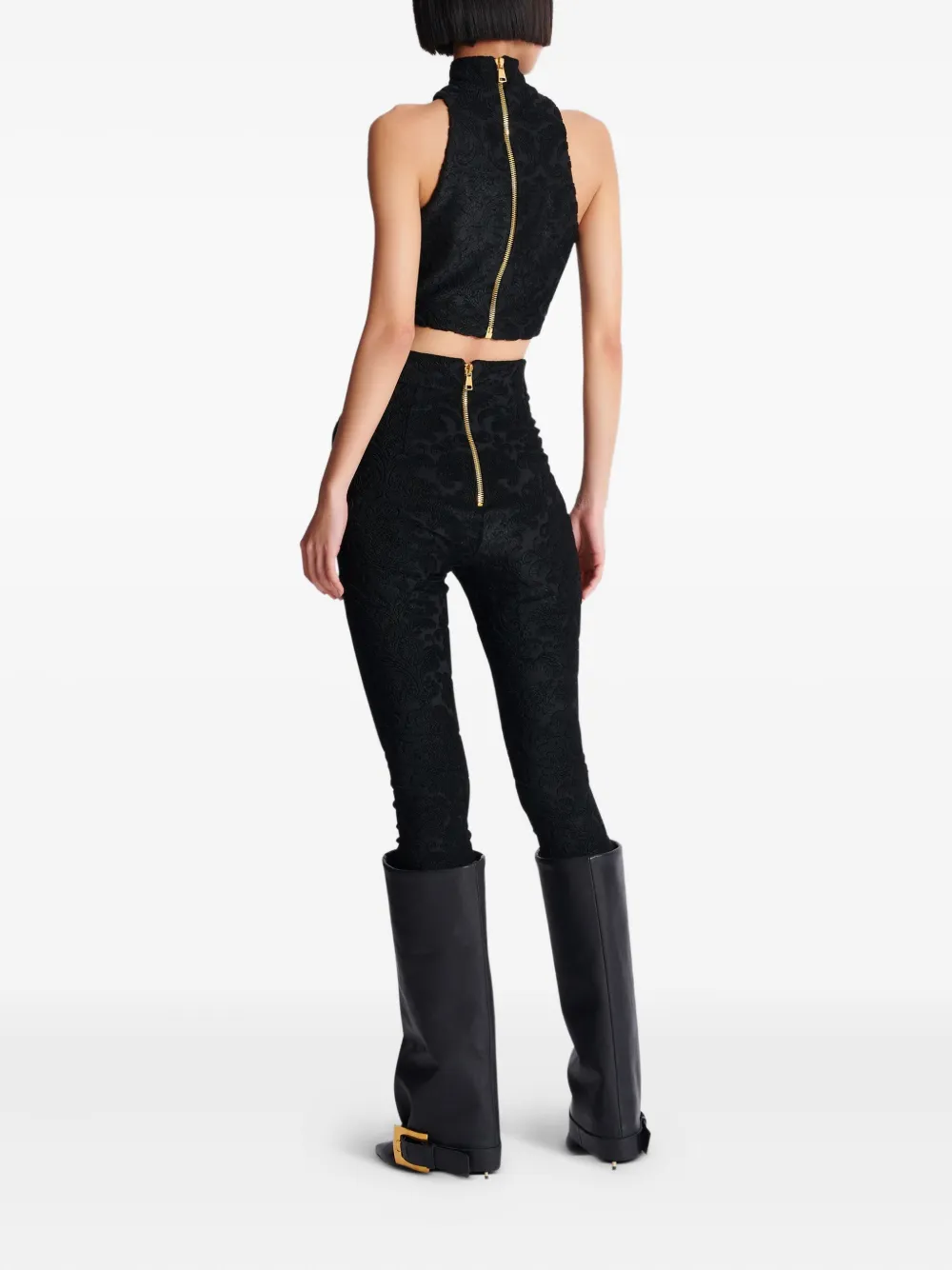 Balmain Top met barokprint en knopen Zwart