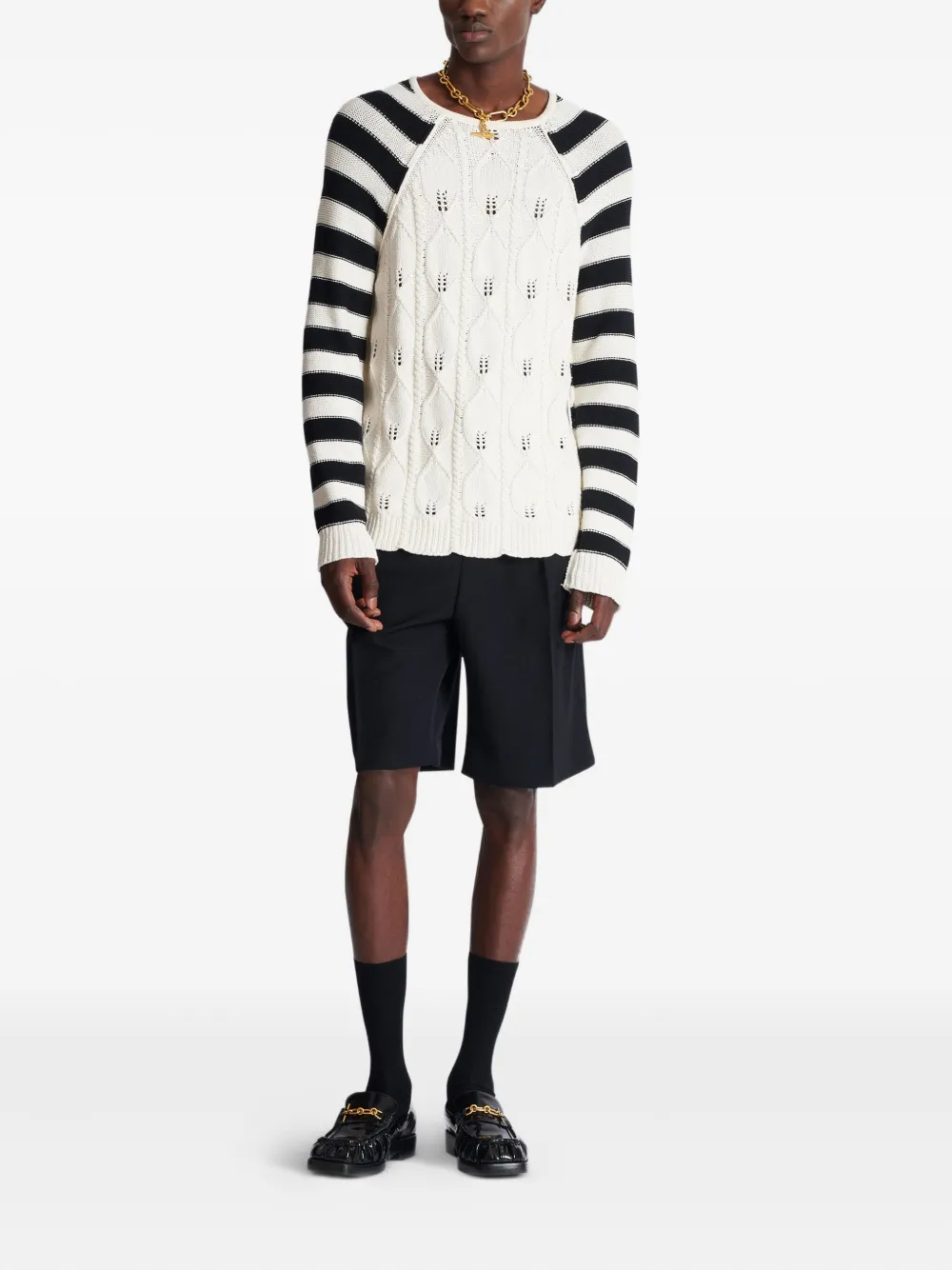 Balmain Kabelgebreide trui Wit