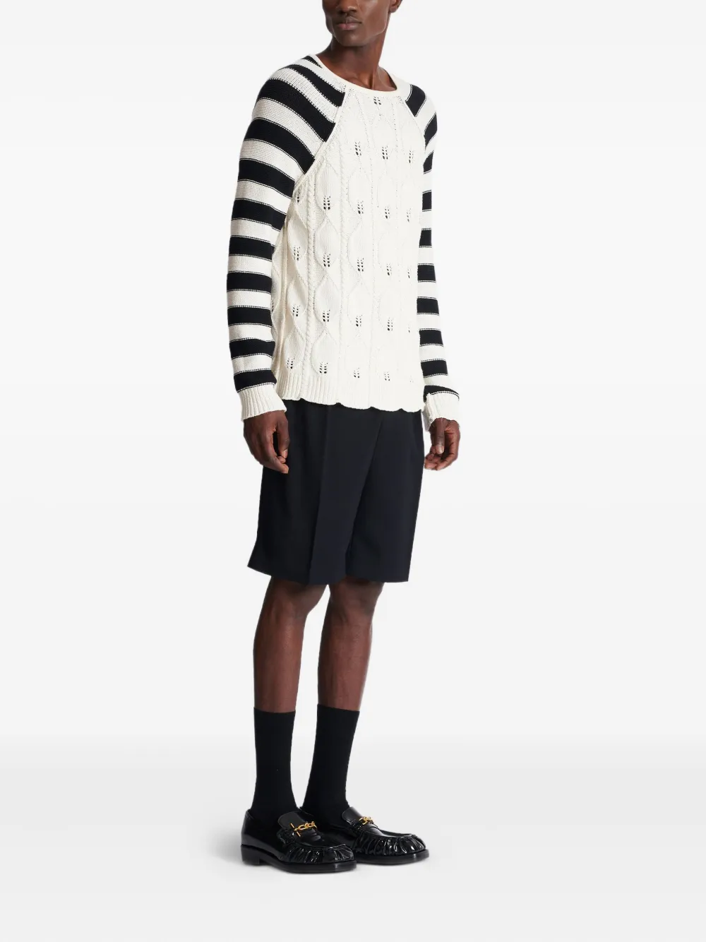 Balmain Kabelgebreide trui Wit