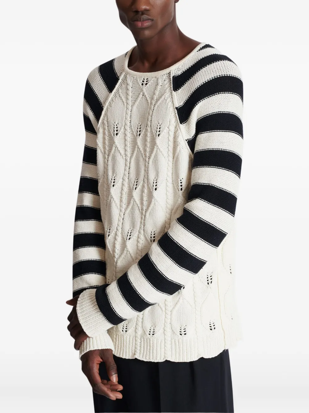 Balmain Kabelgebreide trui Wit
