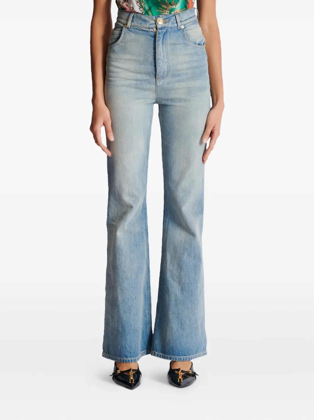 Balmain Flare Mid Rise Jeans With