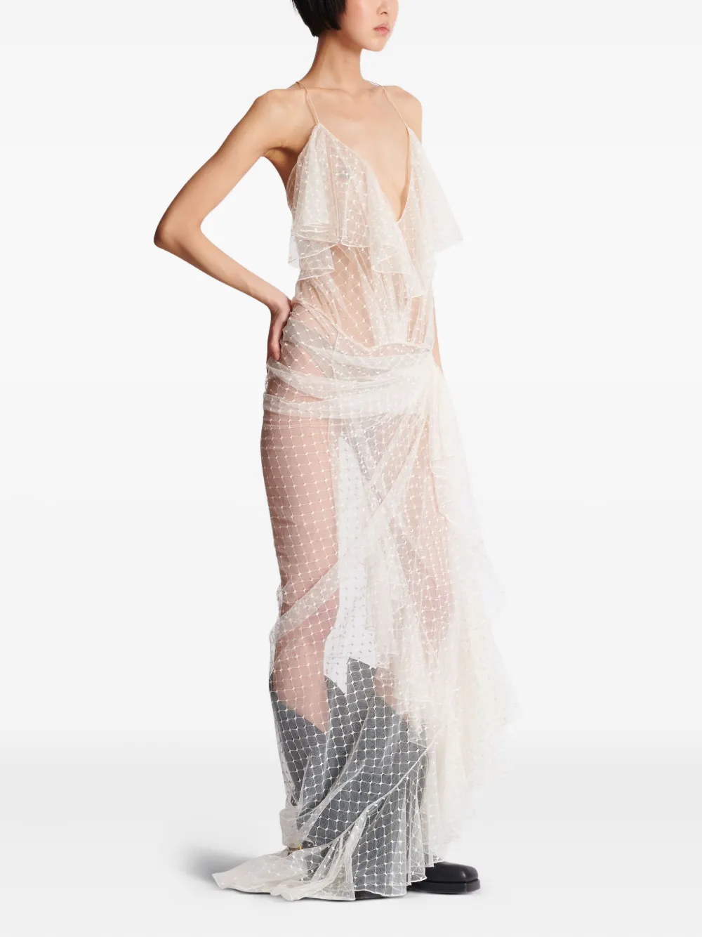 Balmain Maxi-jurk met kant Wit