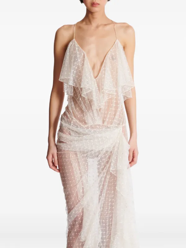 balmain white sequin dress Balmain // Sequin Long Sleeve Dress VSP Consignment