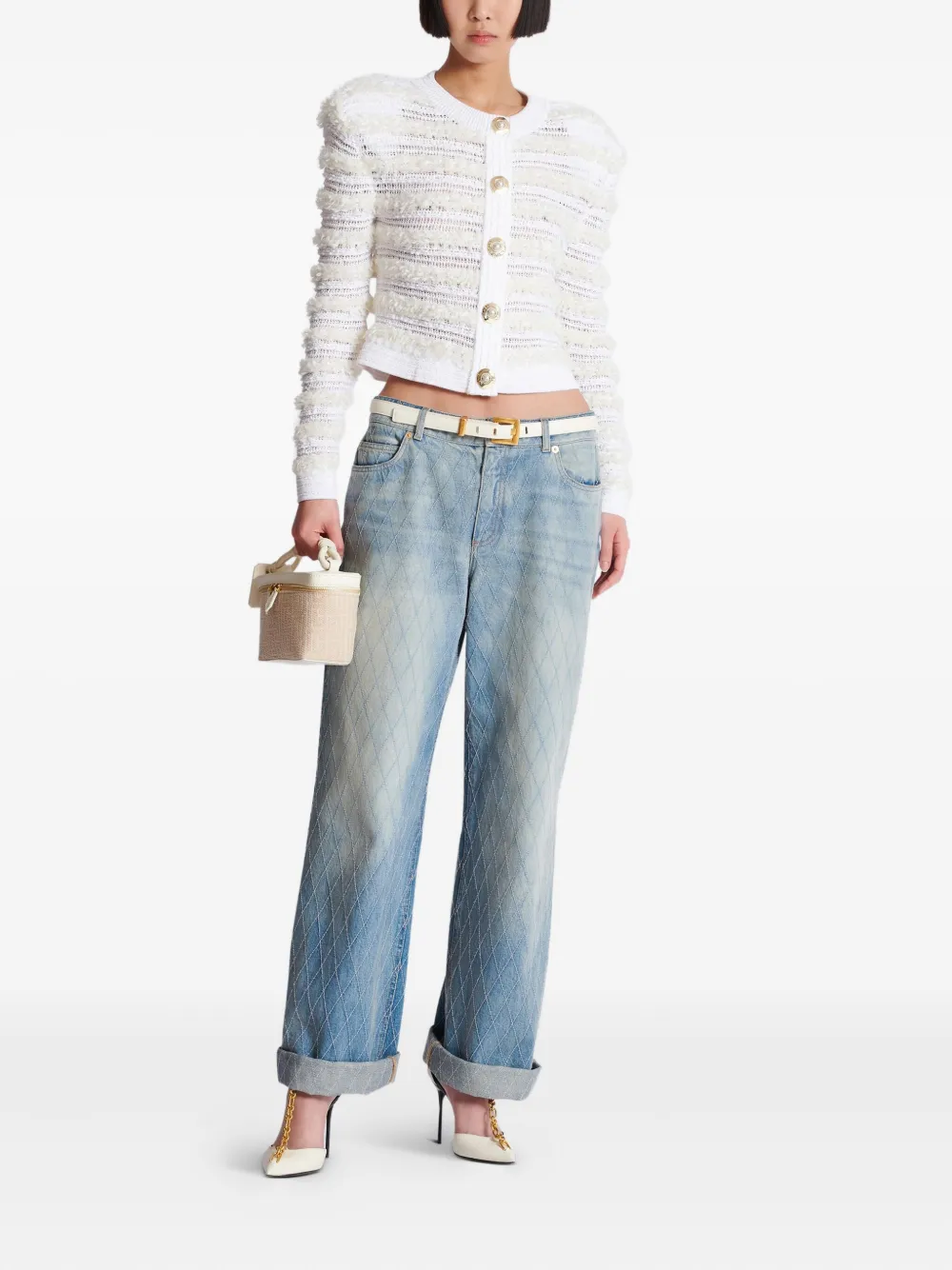 Shop Balmain Tweed Cardigan