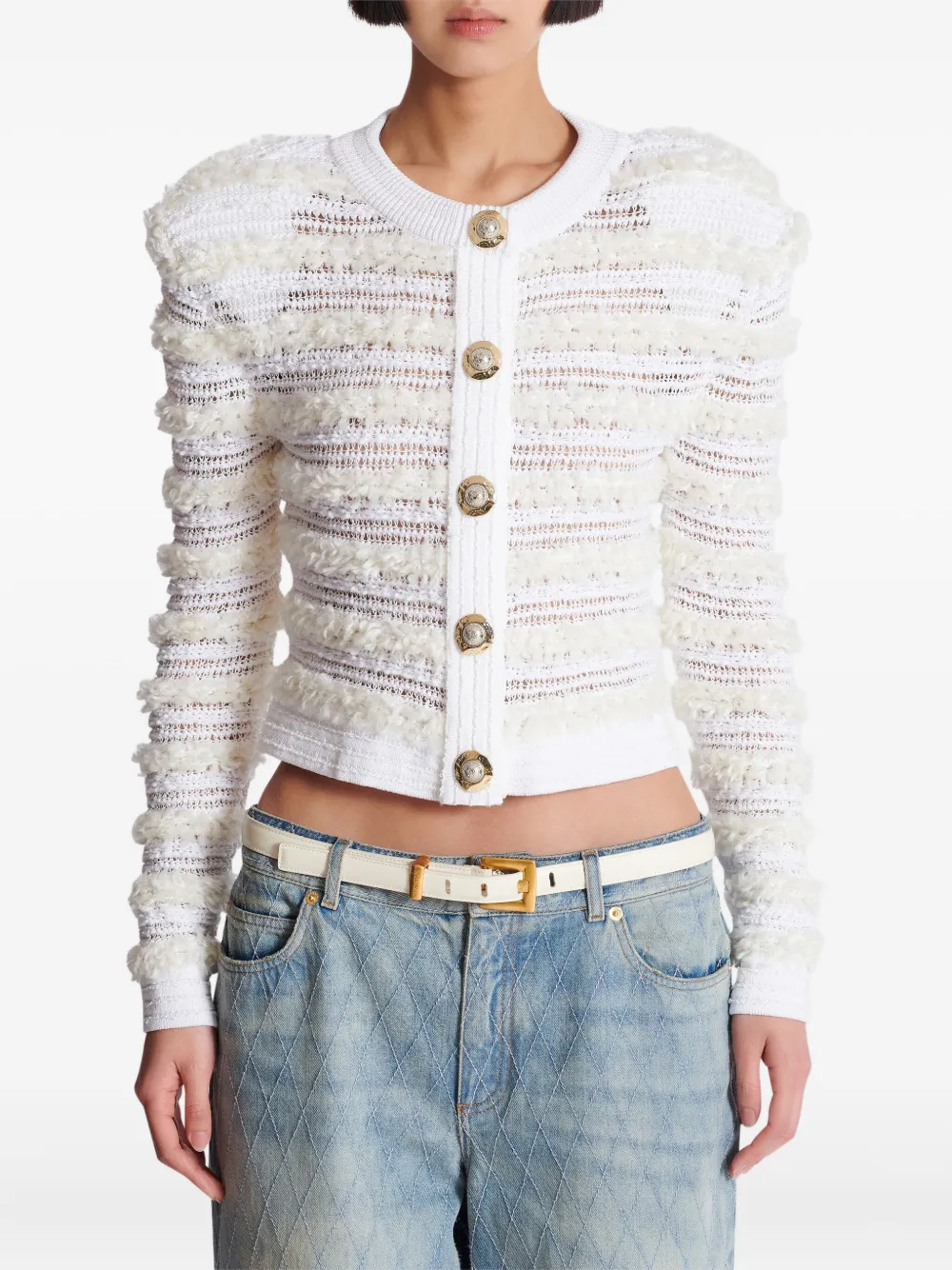 Shop Balmain Tweed Cardigan