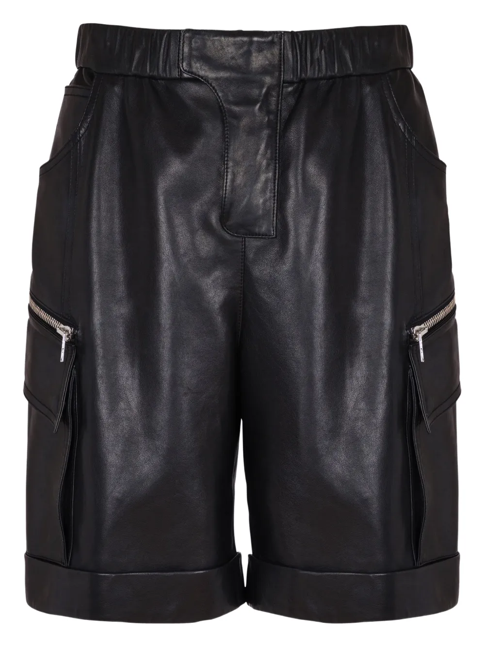 Balmain Leren shorts Zwart