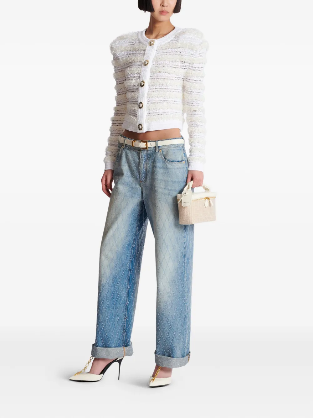 Balmain Jeans met diamantvormig stiksel - Blauw