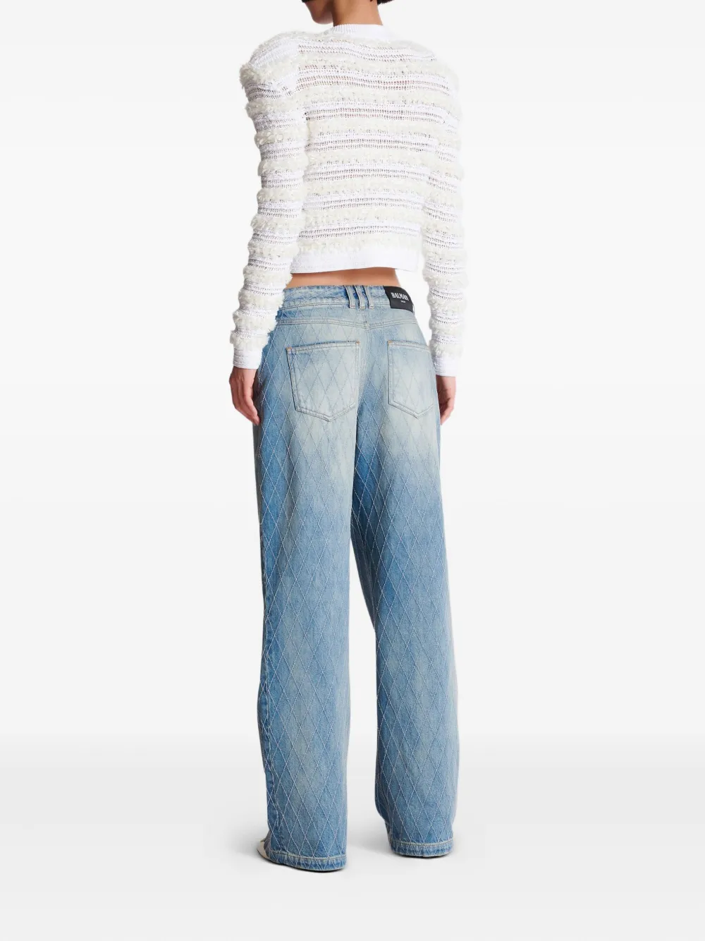 BALMAIN DIAMOND-STITCHED JEANS 