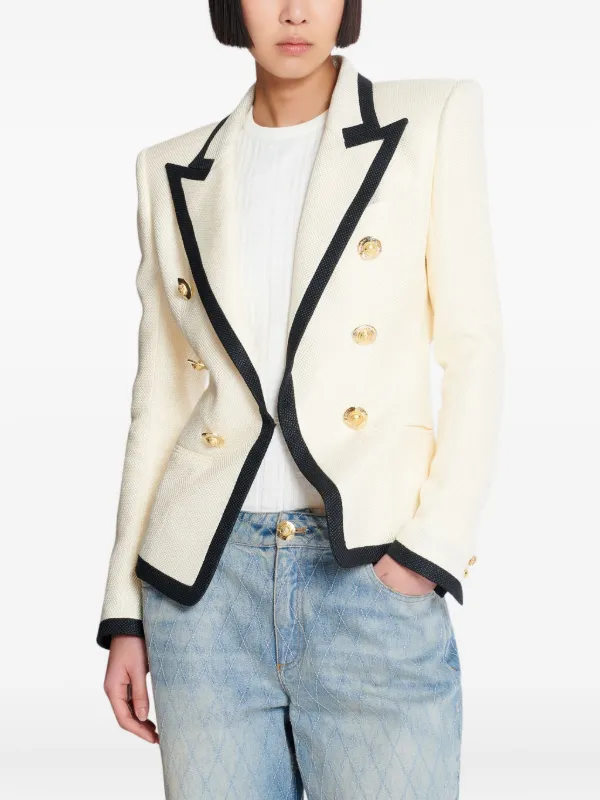 Balmain two-tone Fitted Jacket | Neutrals | FARFETCH
