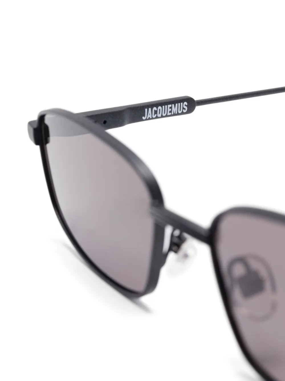 Jacquemus Zonnebril met rechthoekig montuur Zwart