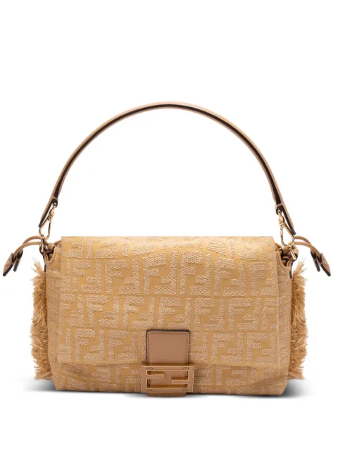 FENDI sac porté épaule Zucca Mamma en toile à franges