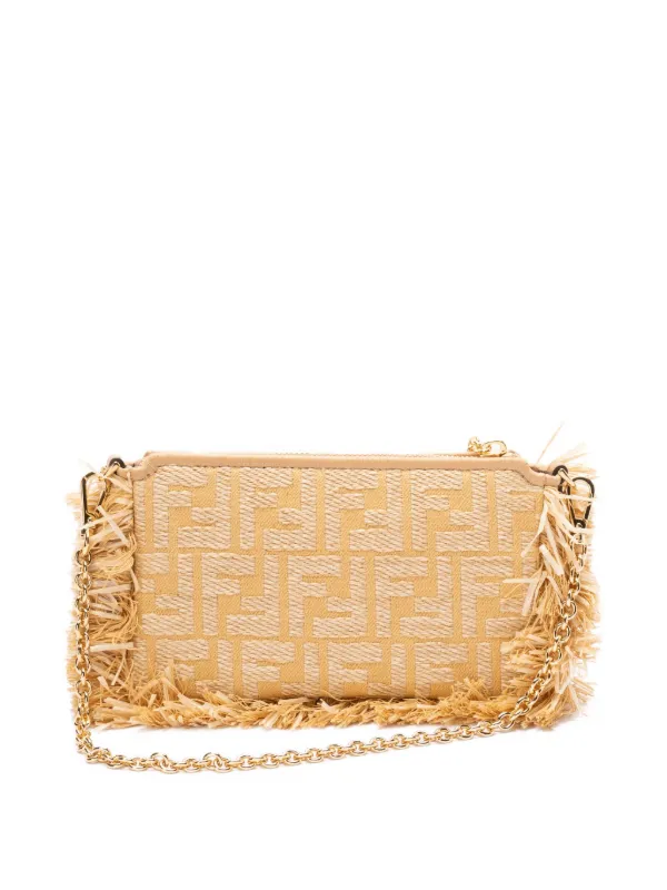 クラッチバッグ FENDI BAGUETTE POUCH RAFIA FENDI Baguette fringe-detail Clutch Bag | Neutrals | FARFETCH