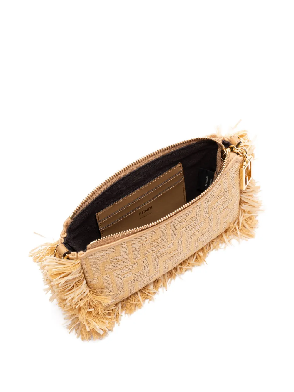 FENDI Baguette clutch met franje Beige