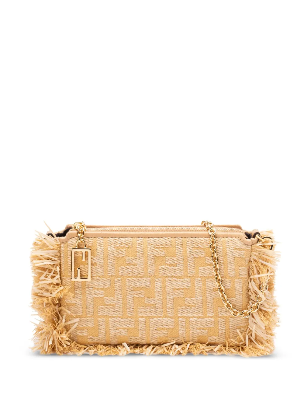FENDI Baguette clutch met franje Beige