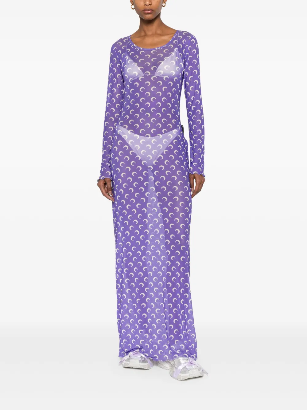 Marine Serre Maxi-jurk met print - Paars