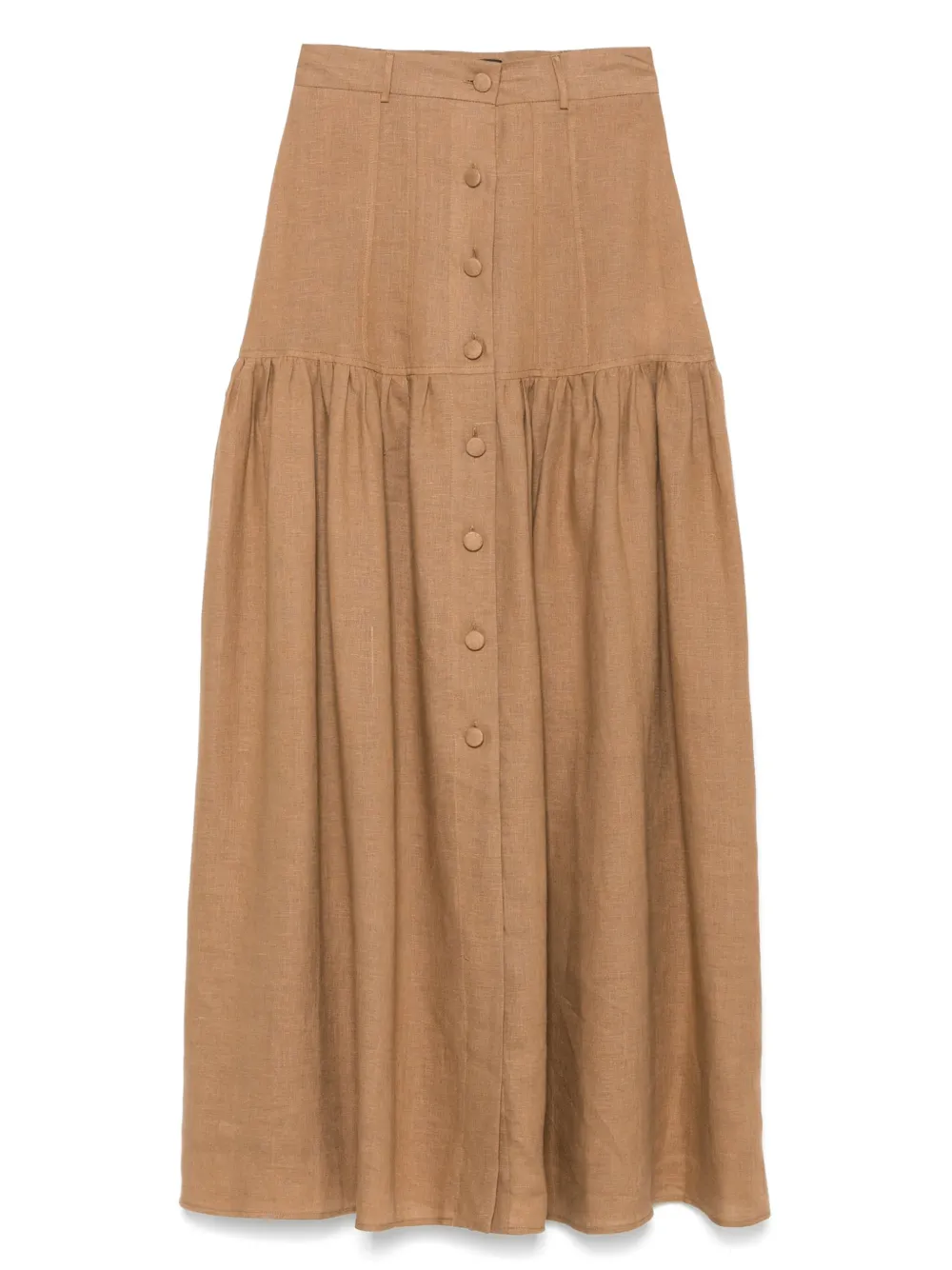 ACTUALEE jupe mi-longue en lin | marron | Image 1