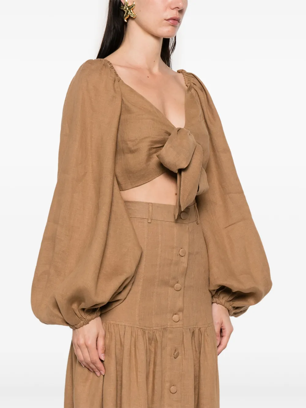  Actualee Tie-fastening Blouse - Brown 