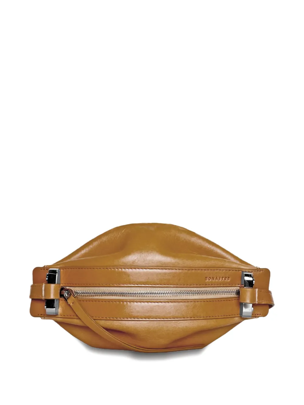 Bonastre Leren crossbodytas met ruches Bruin