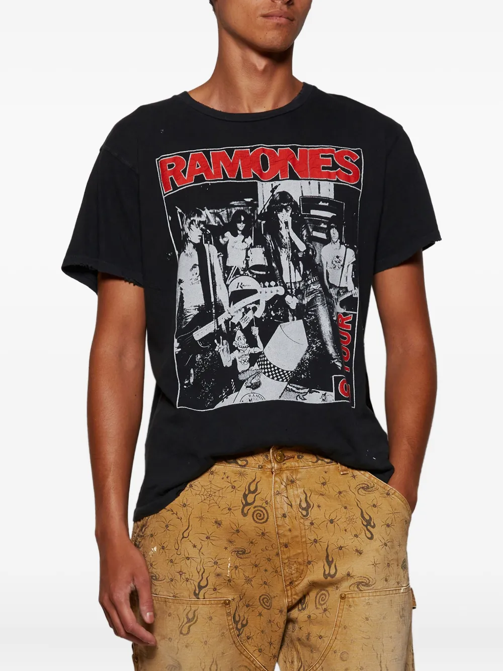 MadeWorn Katoenen T-shirt met Ramones-print Zwart