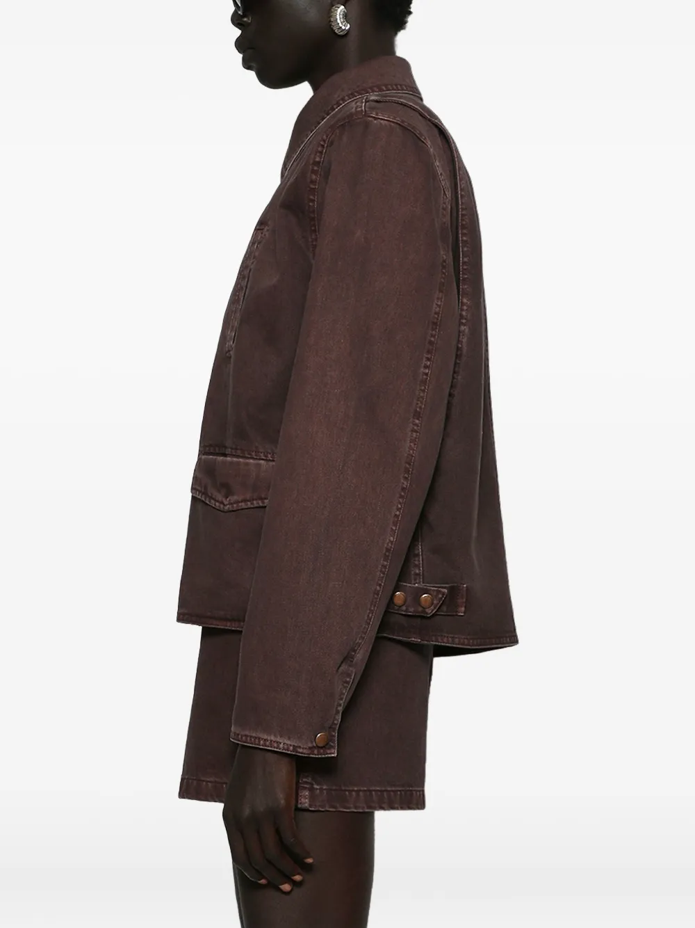Magda Butrym Zip-front Denim Jacket In Burgundy