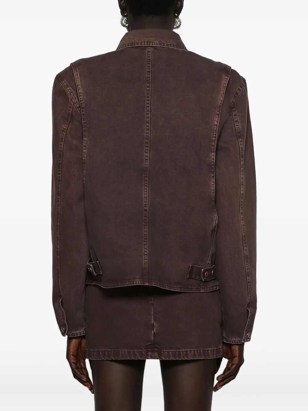 Magda Butrym Zip-front Denim Jacket In Burgundy