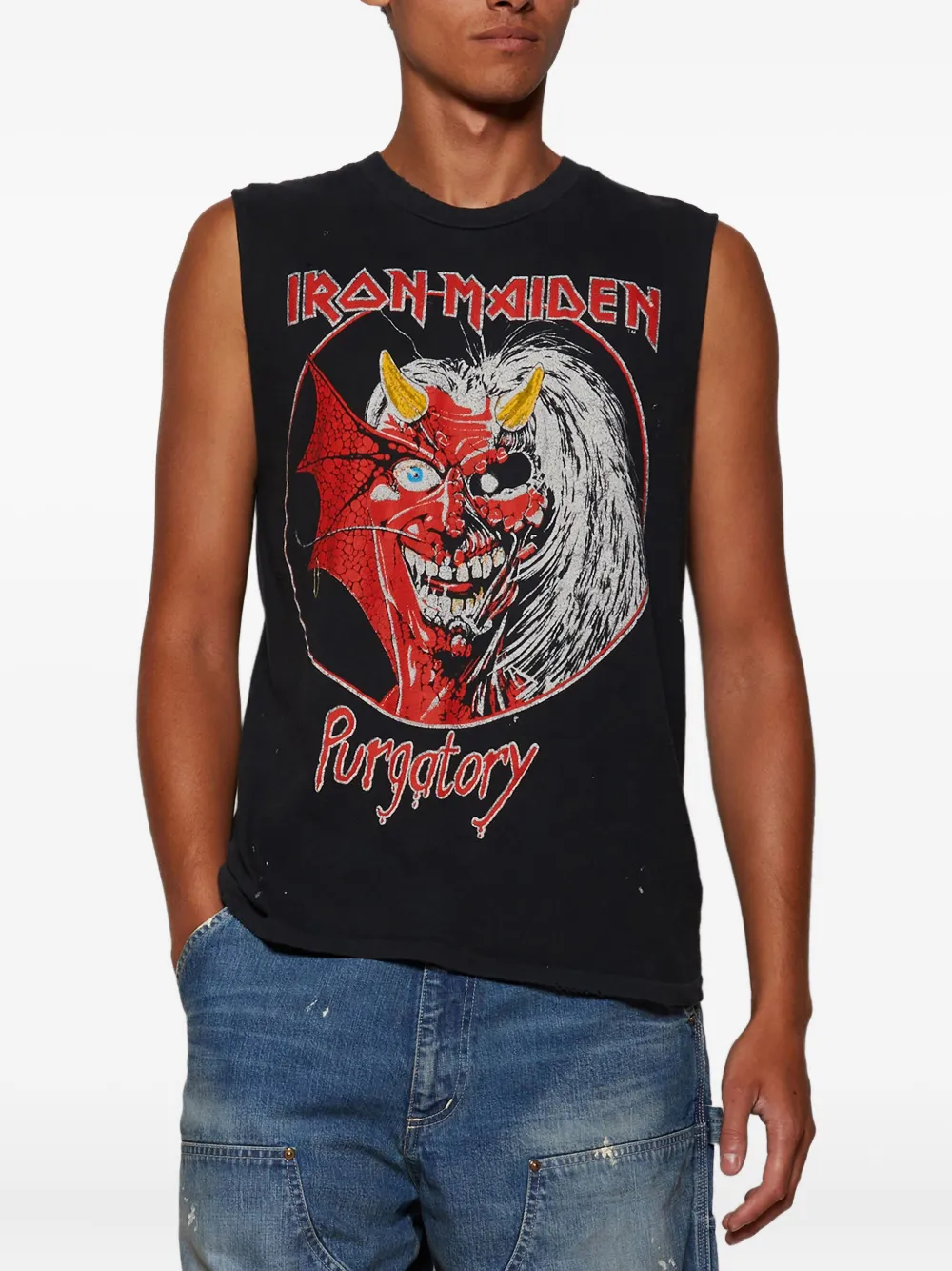 MadeWorn Katoenen tanktop met Iron Maiden-print Zwart