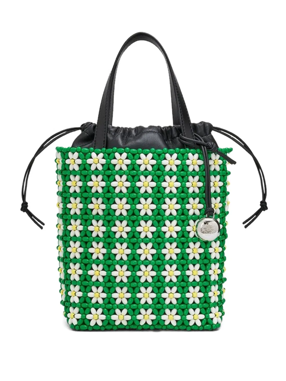 LOEWE mini beaded flower bucket bag | Green | Image 1